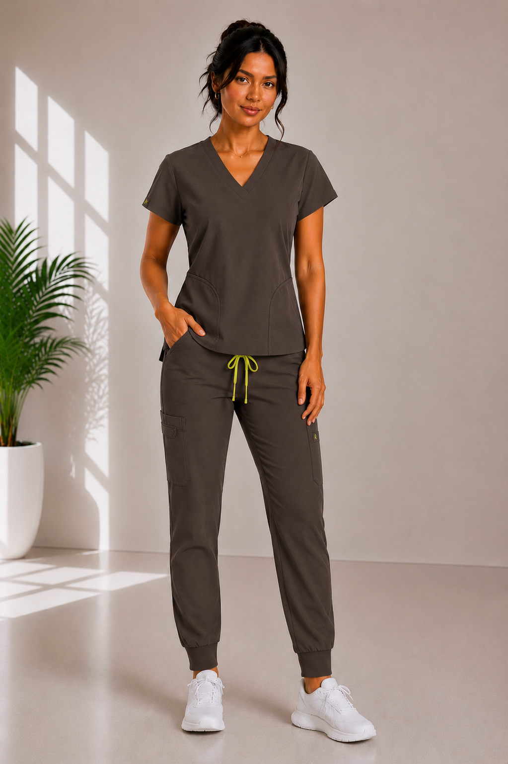 Premium Pro V-neck Top paired with Jogger pants