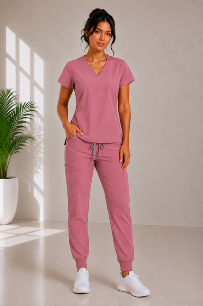 Premium Pro V-neck Top paired with Jogger pants