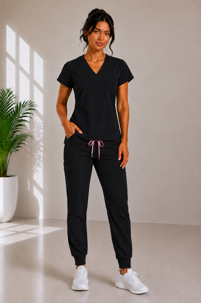 Premium Pro V-neck Top paired with Jogger pants