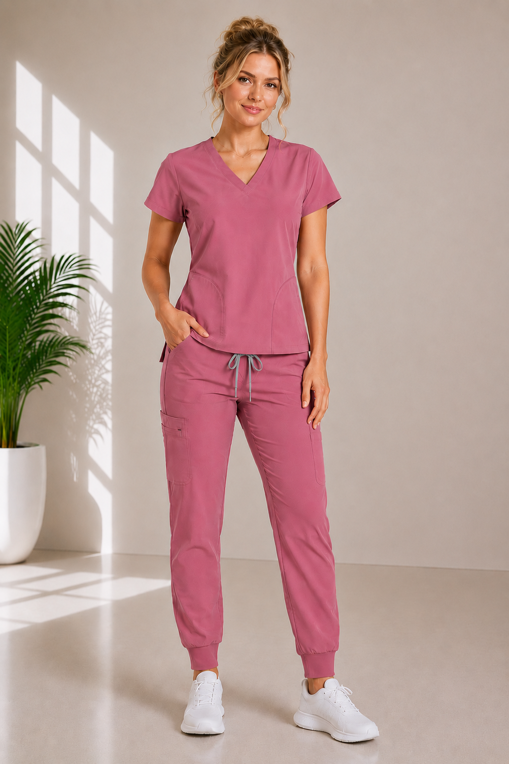 Premium Pro V-neck Top paired with Jogger pants