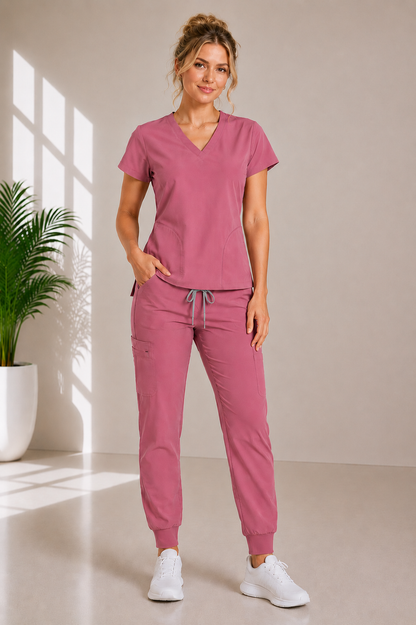 Premium Pro V-neck Top paired with Jogger pants