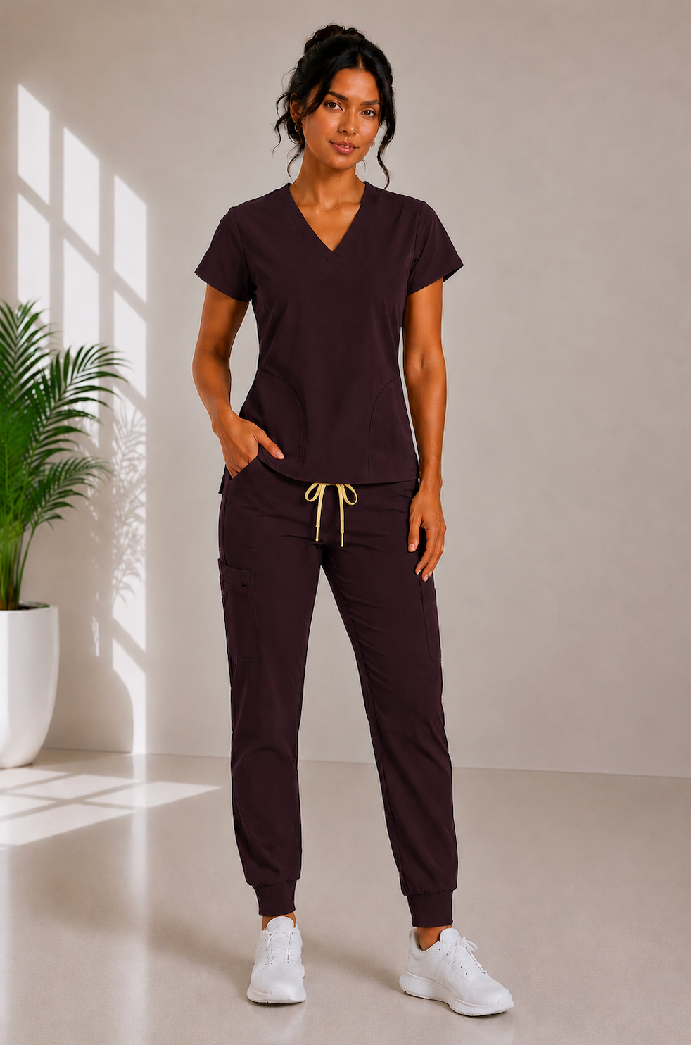 Premium Pro V-neck Top paired with Jogger pants