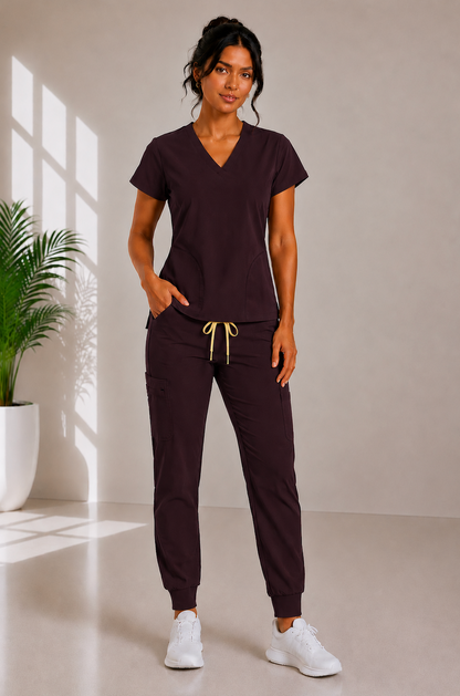 Premium Pro V-neck Top paired with Jogger pants