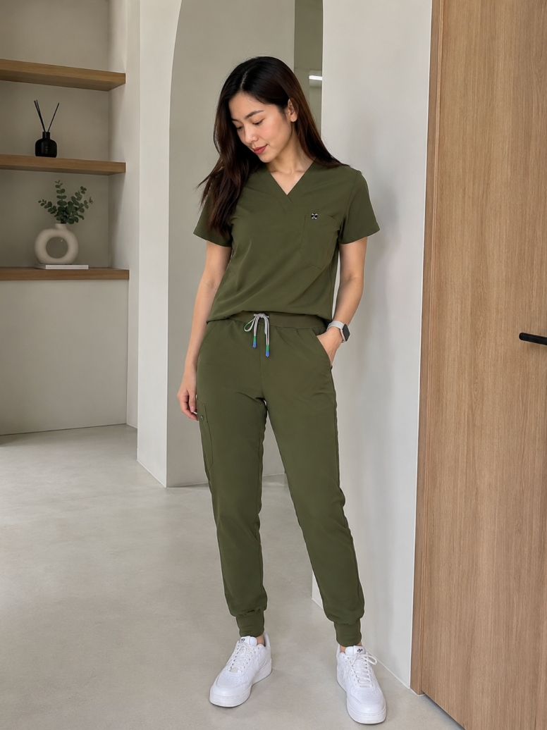 Premium V-neck paired with regular Jogger Pants